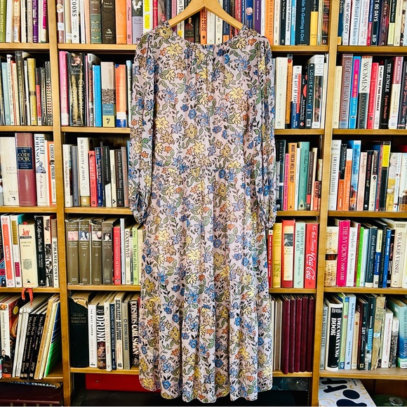 Velvet Graham Spencer Sheer Floral Drawstring Waist Slip Lng Sleeve Midi Dress S - Picture 16 of 16